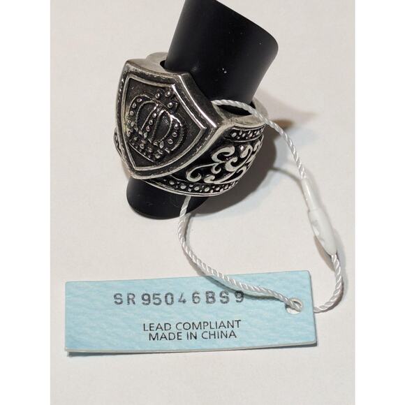 Stigma Mens Size 9 Shield Crown Ring Gothic Silver-tone by Kim Min Sun - Picture 8 of 10